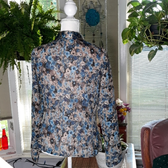 APT 9 floral patterned buttondown ribbed blouse - Picture 3 of 10